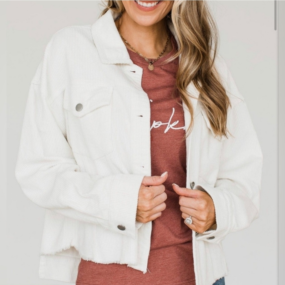 Off-white corduroy distressed jacket